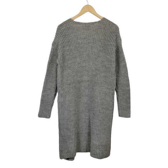 Amuse Society Gray Ribbed Knit Open Front Long Cardigan Size M / L - Picture 2 of 6